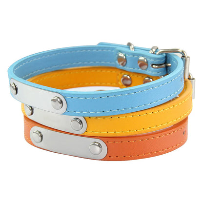 Personalised Dog Collar - Name Engraved PU Leather, Anti-Lost