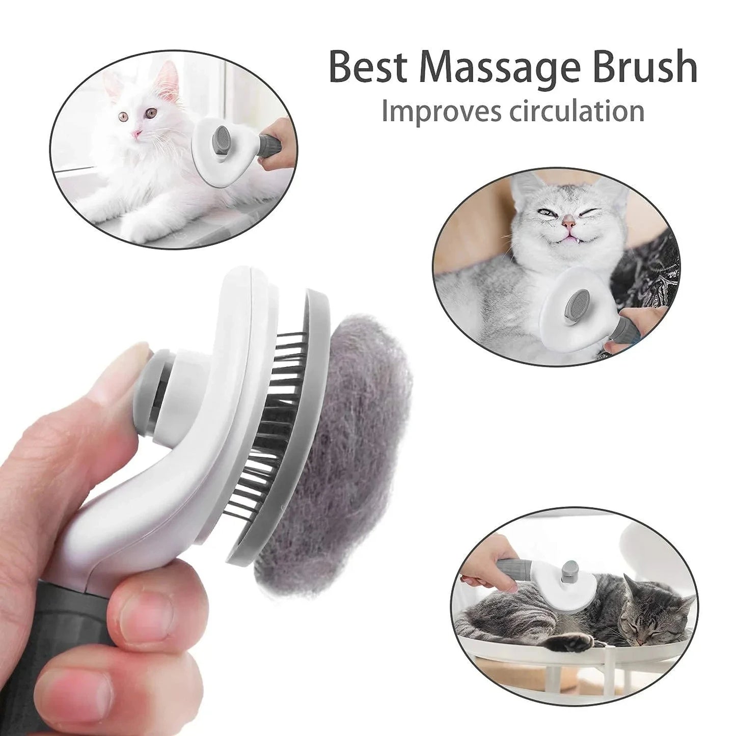 Dog Grooming Brush - Easy Clean Button & Detangling Comb