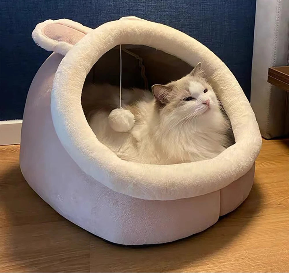 Deep Sleep Cave Cat Bed - Foldable, Washable Cartoon Design