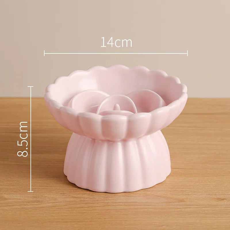 Ceramic Elevated Cat Bowl - Slow Feed & Anti-Choke