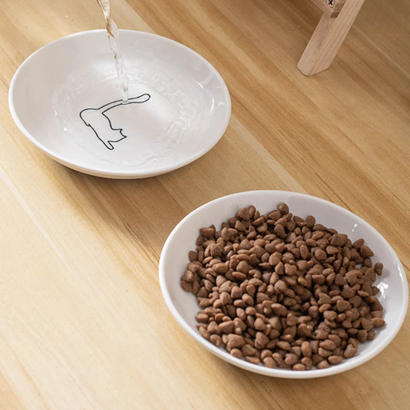 Ceramic Cat Bowl - Anti-Skid Kitten Feeding Dish