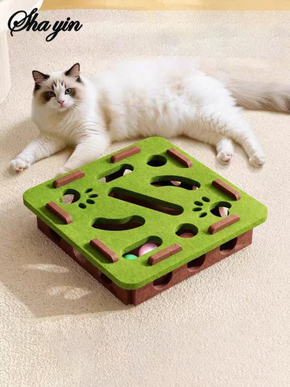 Cat Felt Puzzle Box - Boredom Buster Maze & Digging Toy