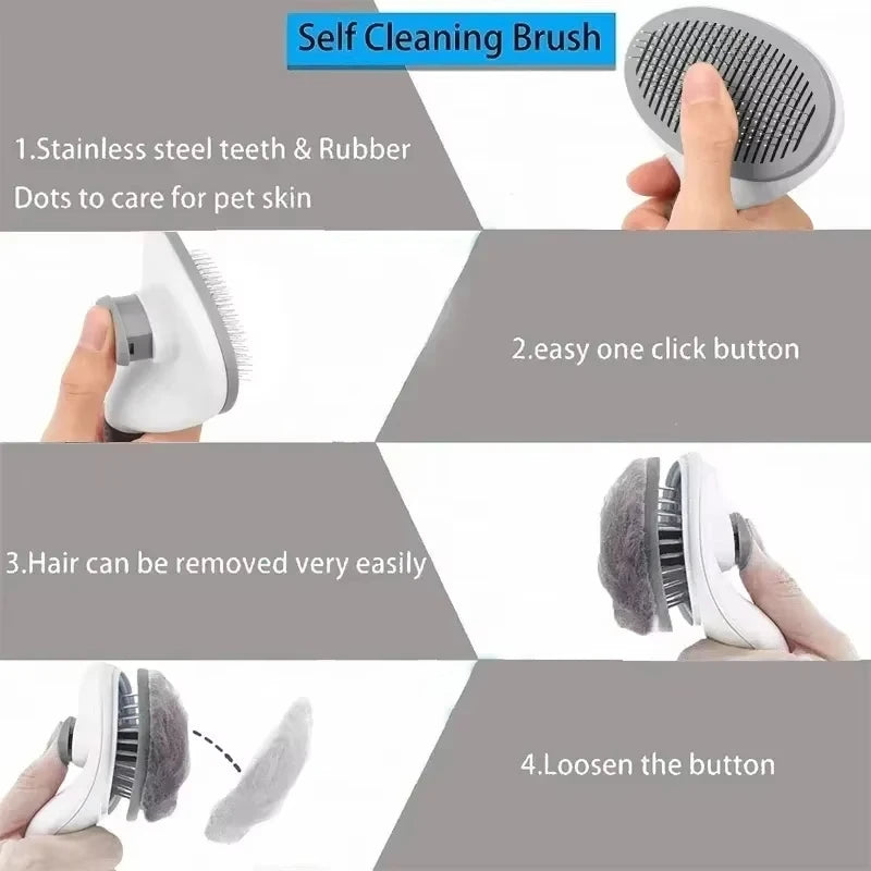 Dog Grooming Brush - Easy Clean Button & Detangling Comb