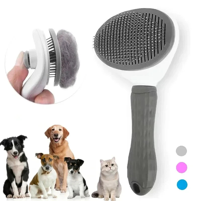 Dog Grooming Brush - Easy Clean Button & Detangling Comb