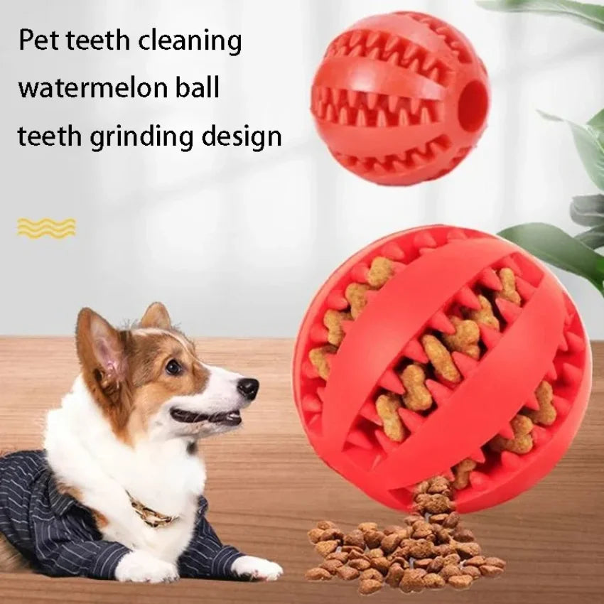 Natural Rubber Dog Chew Ball - Tooth Cleaning & Extra Tough