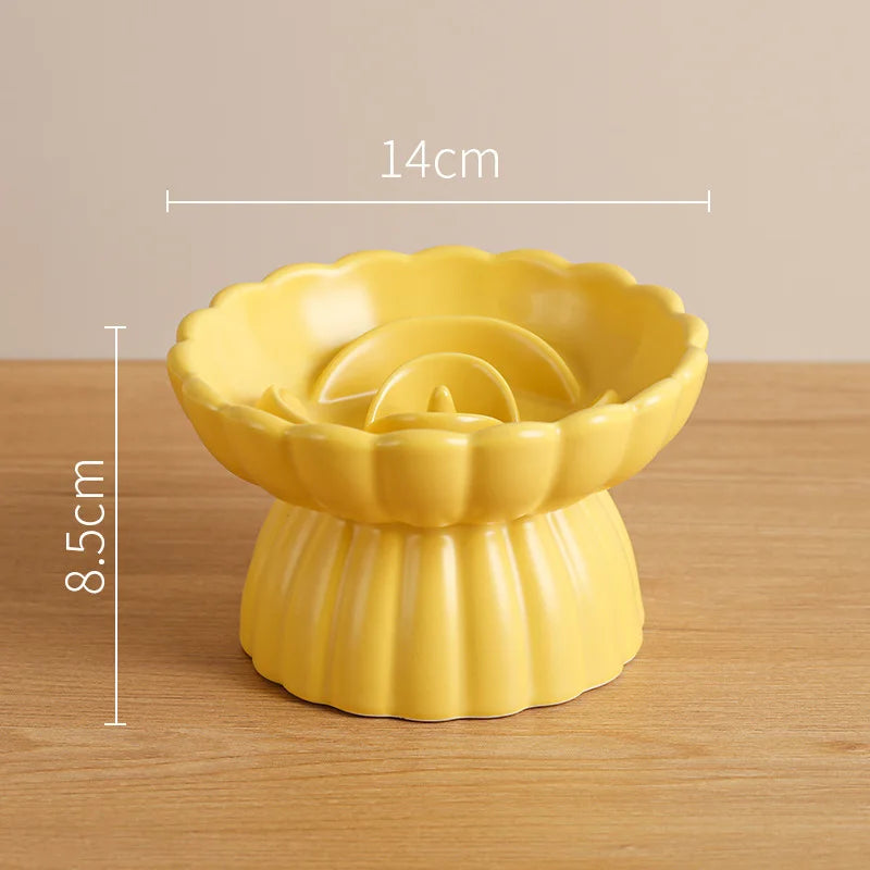 Ceramic Elevated Cat Bowl - Slow Feed & Anti-Choke