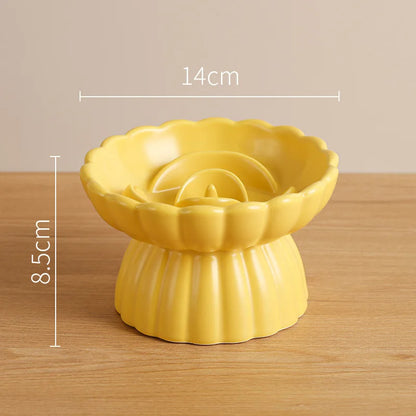 Ceramic Elevated Cat Bowl - Slow Feed & Anti-Choke