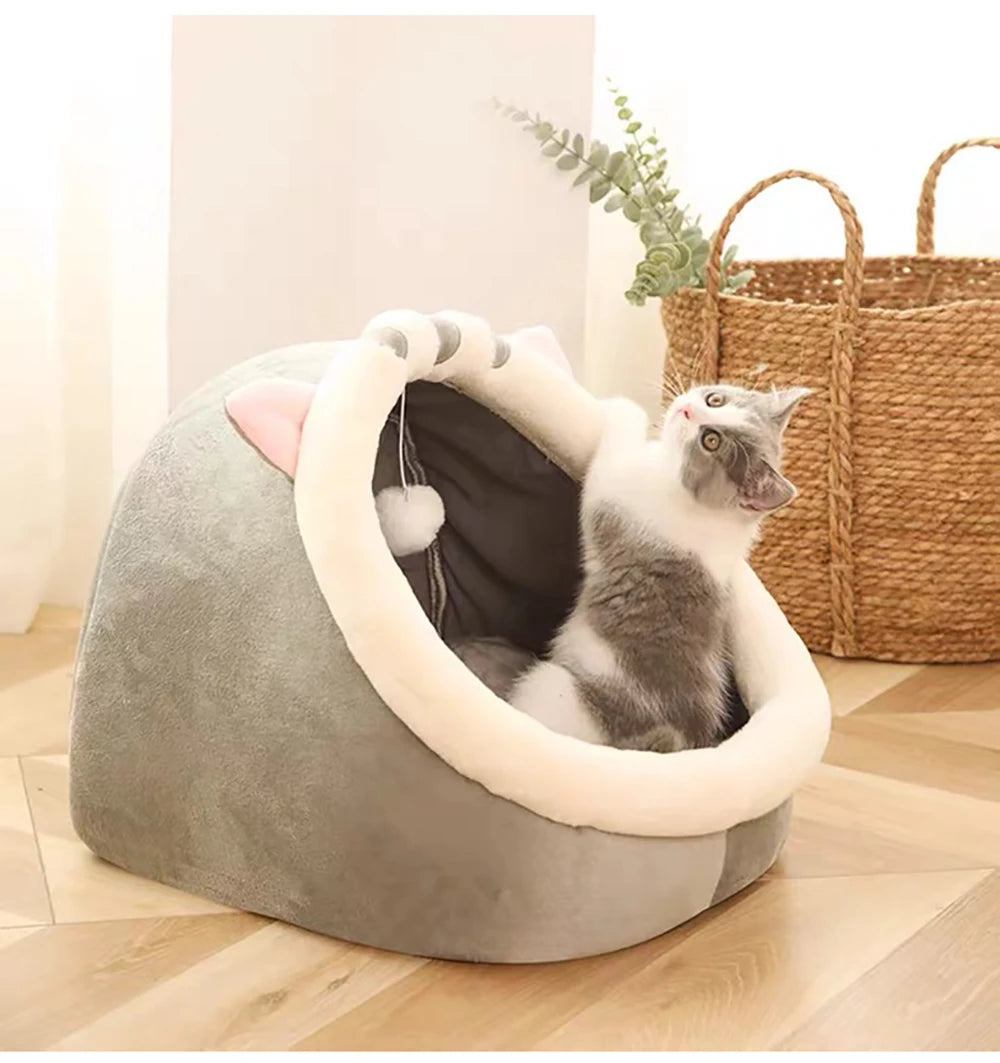 Deep Sleep Cave Cat Bed - Foldable, Washable Cartoon Design