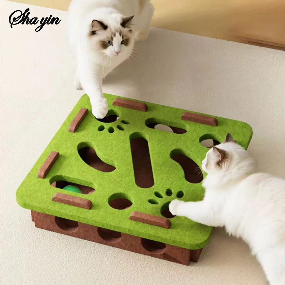 Cat Felt Puzzle Box - Boredom Buster Maze & Digging Toy