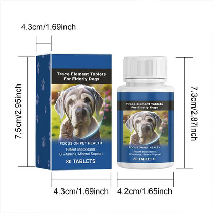 Senior Dog Trace Mineral Tablets – Joint, Immunity & Coat Health Supplement (80 Tablets)
