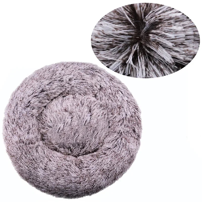 Round Plush Pet Bed - Super Soft, 6 Sizes for Dogs & Cats