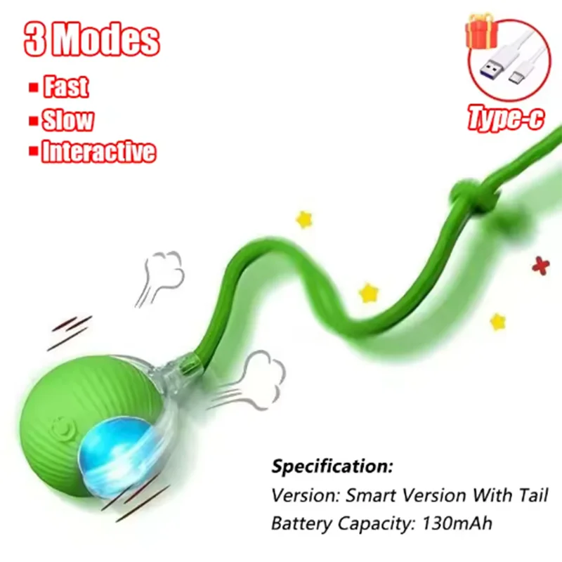 Cat Auto Teaser Ball & Stick Toy - Self-Entertaining