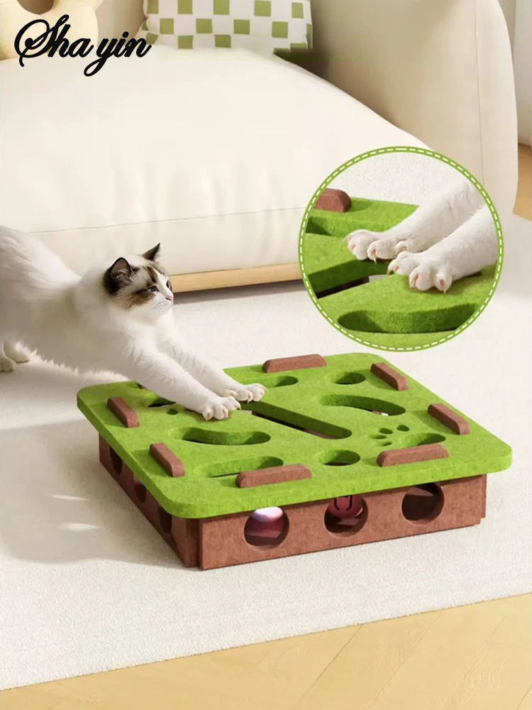 Cat Felt Puzzle Box - Boredom Buster Maze & Digging Toy