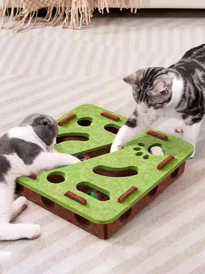 Cat Felt Puzzle Box - Boredom Buster Maze & Digging Toy