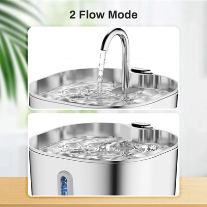 Smart Pet Water Fountain – 2.2L Stainless Steel with Filter