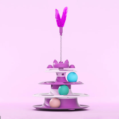 Cat Interactive Turntable Toy - Teaser Wand & Balls Set