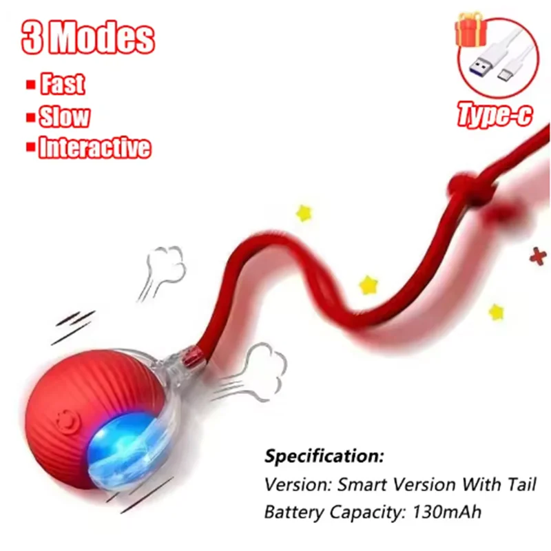 Cat Auto Teaser Ball & Stick Toy - Self-Entertaining