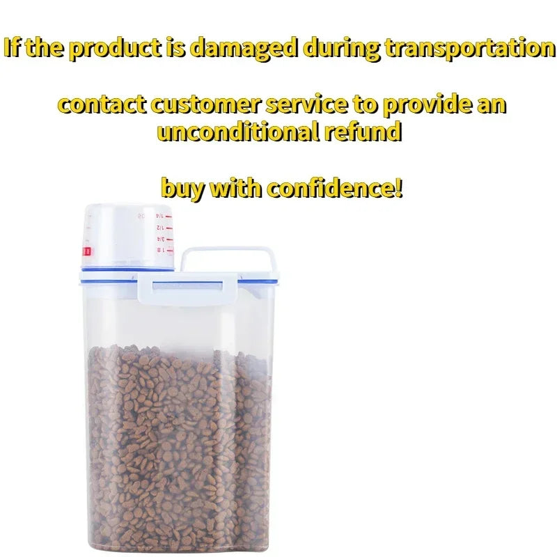 Pet Food Storage Container - Airtight with Measuring Cup