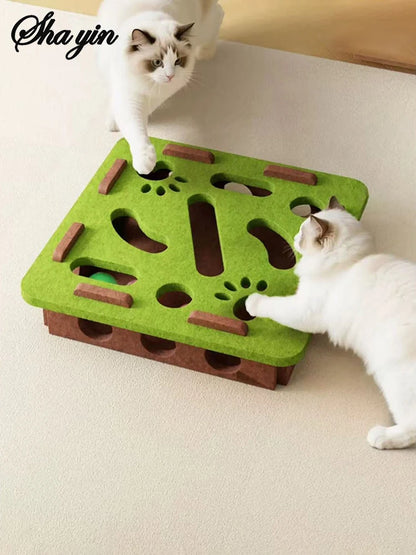 Cat Felt Puzzle Box - Boredom Buster Maze & Digging Toy