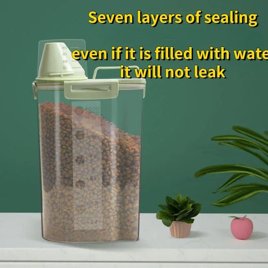 Pet Food Storage Container - Airtight with Measuring Cup