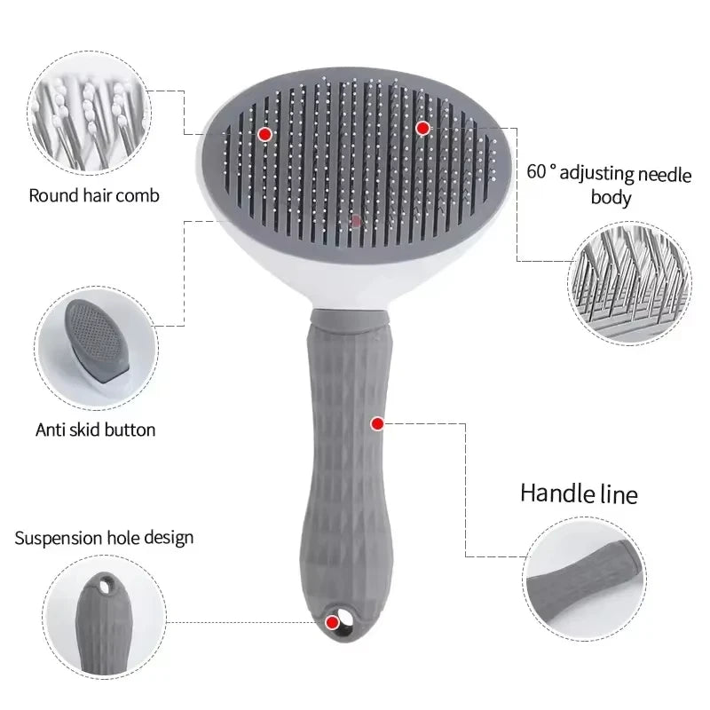 Dog Grooming Brush - Easy Clean Button & Detangling Comb