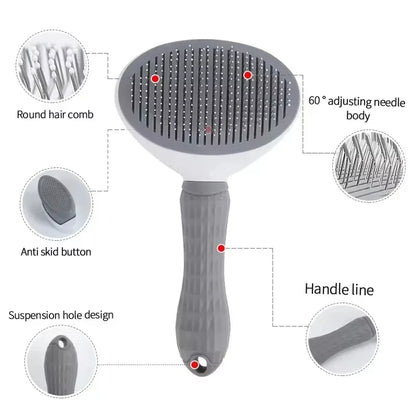 Dog Grooming Brush - Easy Clean Button & Detangling Comb