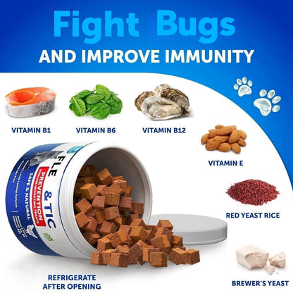 Cat Flea & Tick Control Chewables – 120 Chews with Taurine for Skin & Coat Health