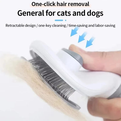 Dog Grooming Brush - Easy Clean Button & Detangling Comb