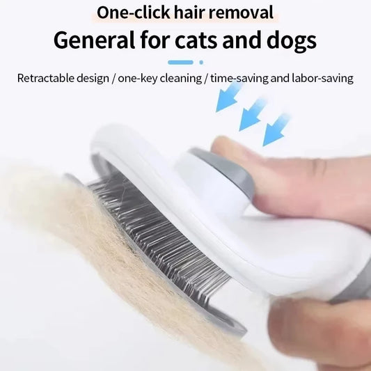 Dog Grooming Brush - Easy Clean Button & Detangling Comb