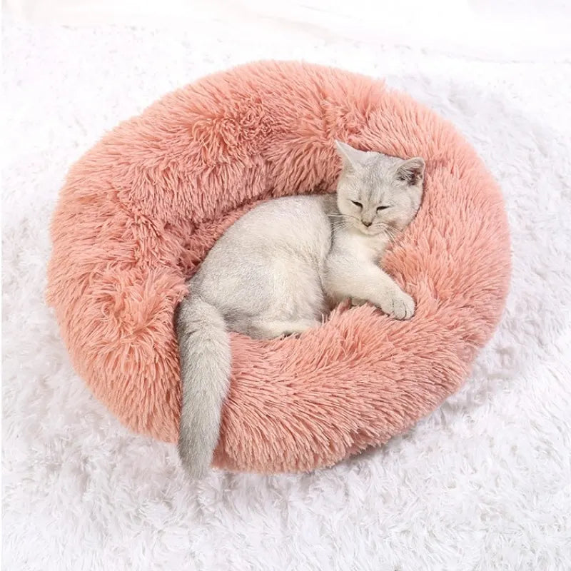 Round Plush Pet Bed - Super Soft, 6 Sizes for Dogs & Cats