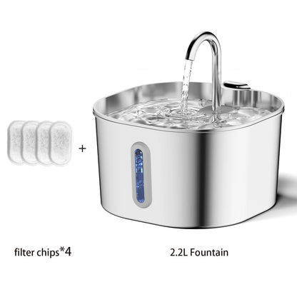 Smart Pet Water Fountain – 2.2L Stainless Steel with Filter