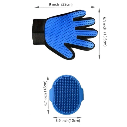 Pet Grooming Glove & Brush Kit - 2-Piece Deshedding Set