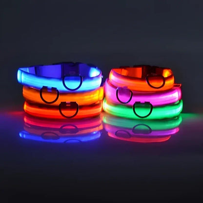 LED Night Safety Dog Collar - Glow in the Dark Flashing
