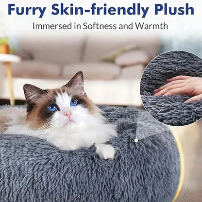 Round Plush Pet Bed - Super Soft, 6 Sizes for Dogs & Cats