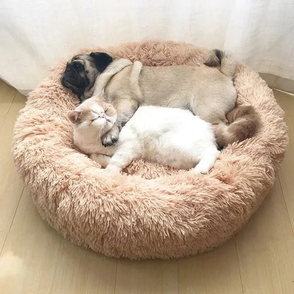 Round Plush Pet Bed - Super Soft, 6 Sizes for Dogs & Cats