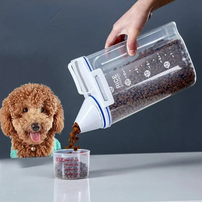 Pet Food Storage Container - Airtight with Measuring Cup