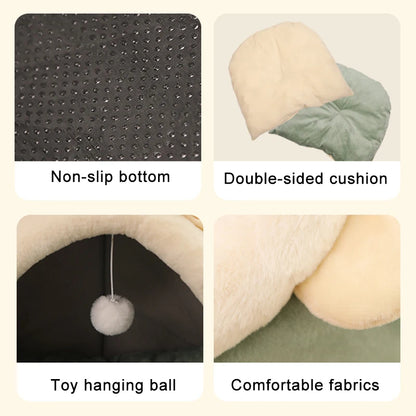 Deep Sleep Cave Cat Bed - Foldable, Washable Cartoon Design
