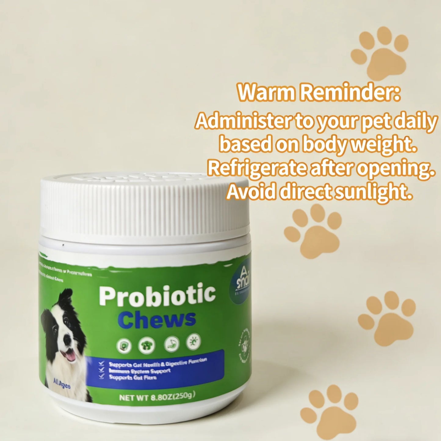 Dog Probiotic Chews – Gut Health & Immunity Support for All Ages (250g)