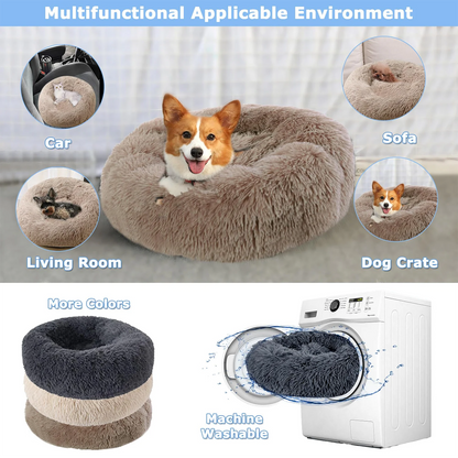 Round Plush Pet Bed - Super Soft, 6 Sizes for Dogs & Cats
