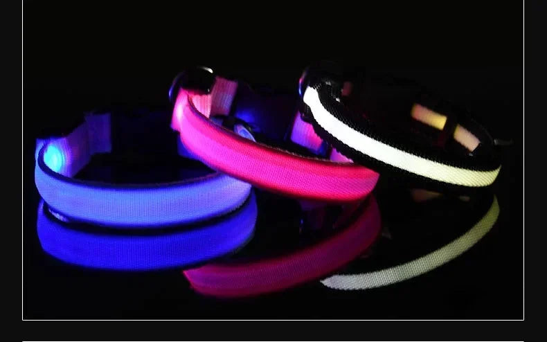 LED Night Safety Dog Collar - Glow in the Dark Flashing