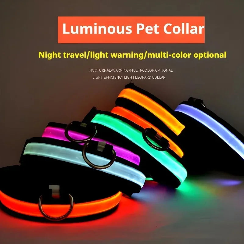 LED Night Safety Dog Collar - Glow in the Dark Flashing