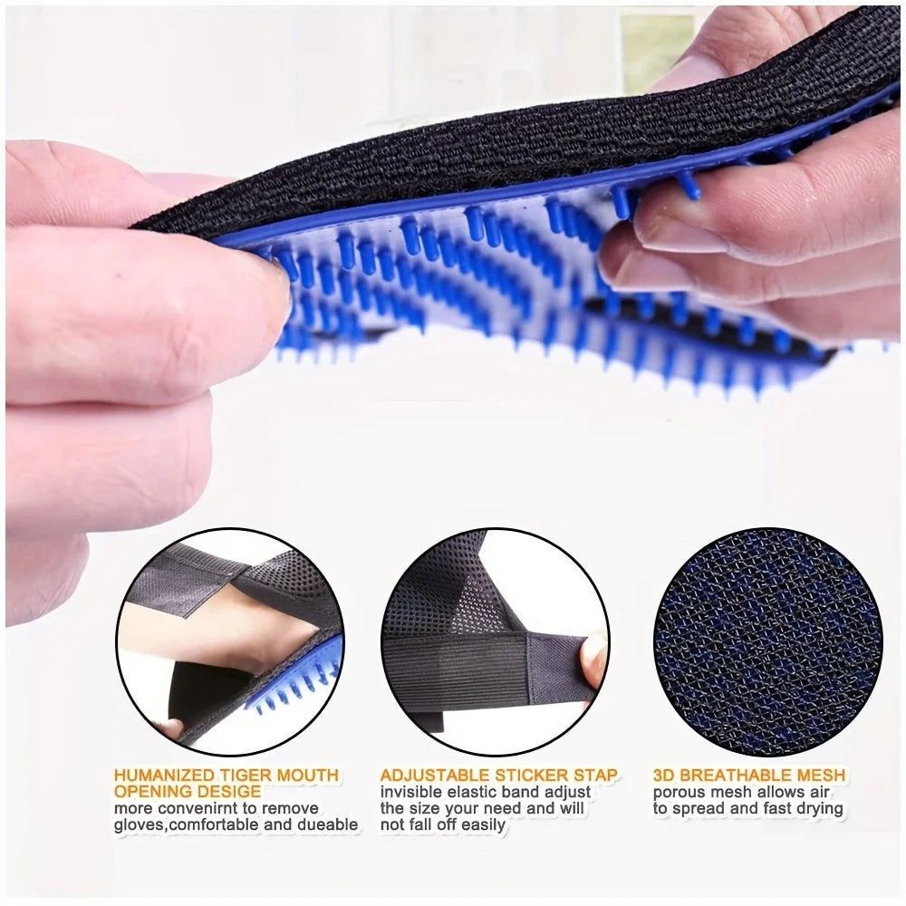 Pet Grooming Glove & Brush Kit - 2-Piece Deshedding Set