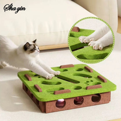 Cat Felt Puzzle Box - Boredom Buster Maze & Digging Toy