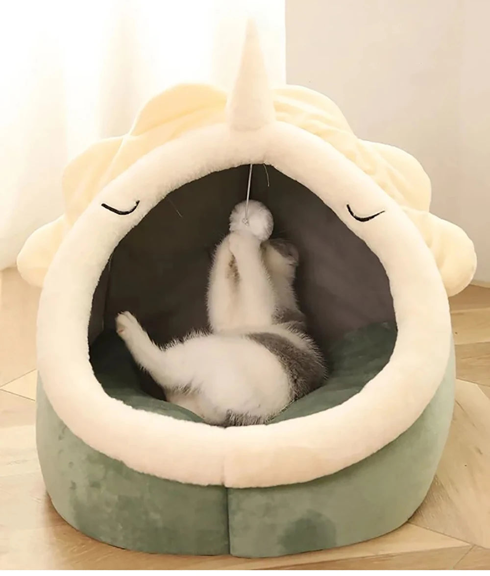 Deep Sleep Cave Cat Bed - Foldable, Washable Cartoon Design