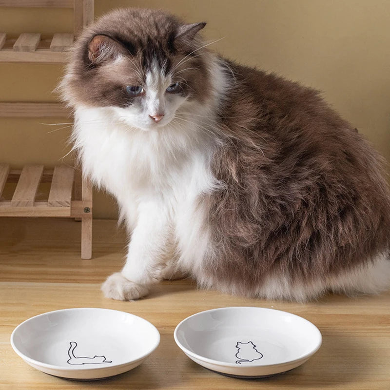 Ceramic Cat Bowl - Anti-Skid Kitten Feeding Dish