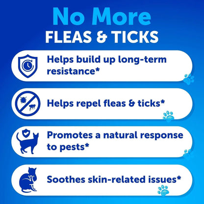 Cat Flea & Tick Control Chewables – 120 Chews with Taurine for Skin & Coat Health