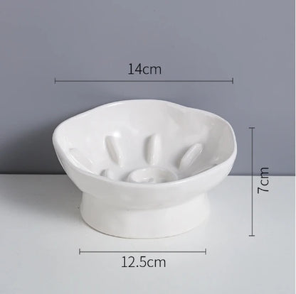Ceramic Elevated Cat Bowl - Slow Feed & Anti-Choke