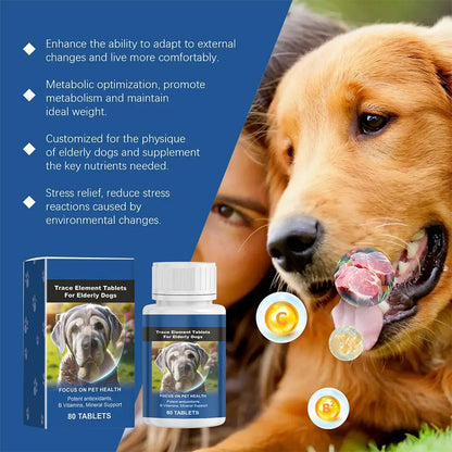 Senior Dog Trace Mineral Tablets – Joint, Immunity & Coat Health Supplement (80 Tablets)