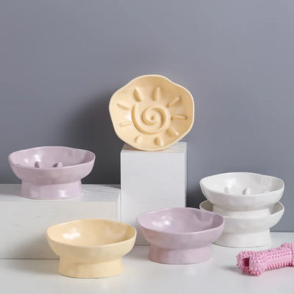 Ceramic Elevated Cat Bowl - Slow Feed & Anti-Choke