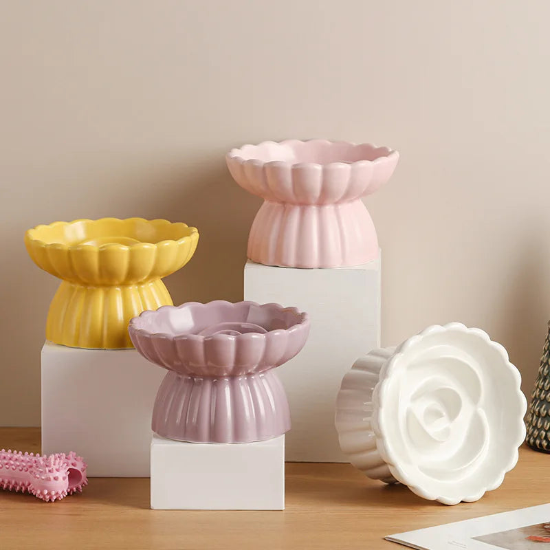 Ceramic Elevated Cat Bowl - Slow Feed & Anti-Choke